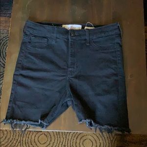 HOLLISTER Black Stretch Denim Shorts, Frayed